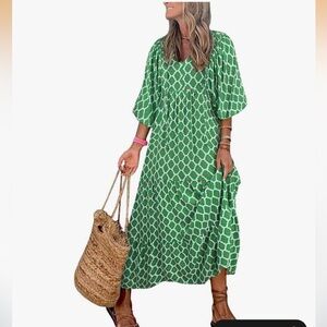 Green Patterned Women's Dress